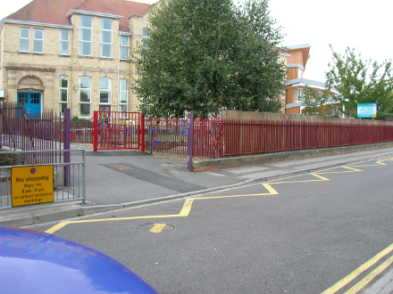 Entrance to the school playground from Green Rd.